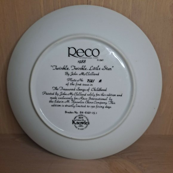 Vintage 1988 John McClelland Twinkle Twinkle Little Star Collector Plate Knowles - Picture 2 of 5